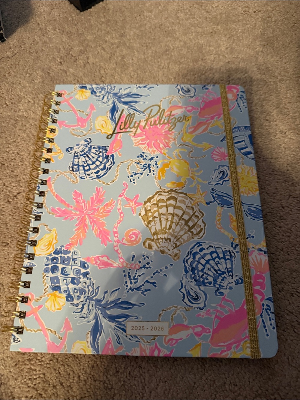 Lilly Pulitzer Pastel Seashell Spiral Planner in Blue, Pink & Gold
